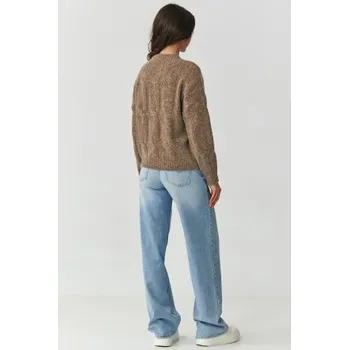 Dámská móda Dámský svetr Makadamia S169 hnědý Hnědá One size