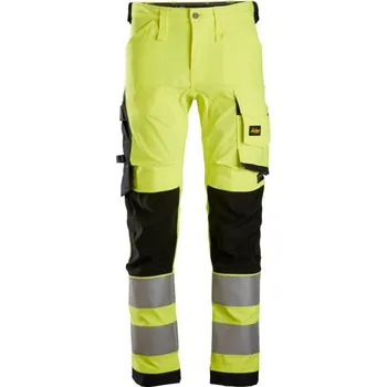montérky Snickers Workwear | Pracovní kalhoty AllroundWork Stretch reflexní třída 2 žluté - Žlutá / 56 / XL / žlutá