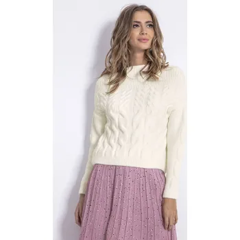 Dámský svetr TopMode Mohérový svetr se vzorem copů 605523 bílá