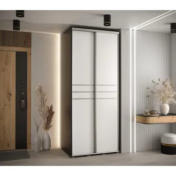 Šatní skříň Šatní skříň YVONA 10 - 100/60 cm, černá / bílá / stříbrná