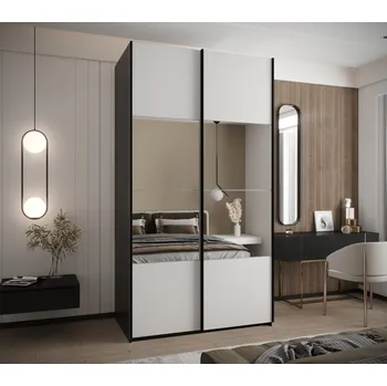 Šatní skříň Dvoudveřová skříň SAMARA 4 - 140 cm, černá / bílá / černá