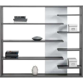 regál Regál MANKATO - šedý / lesklý bílý, pravé provedení