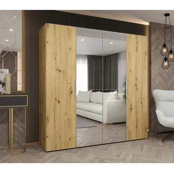 Šatní skříň Šatní skříň 200 cm KUBRA - dub artisan / stříbrná