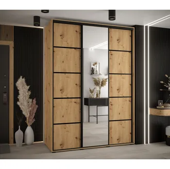 Šatní skříň Šatní skříň ASIRI 5 - 180/45 cm, dub artisan / černá