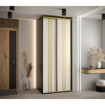 Šatní skříň Šatní skříň YVONA 6 - 120/60 cm, černá / bílá / zlatá
