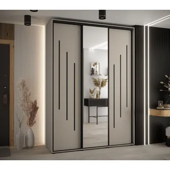 Šatní skříň Šatní skříň INDIRA 9 - 170/45 cm, kašmír / černá