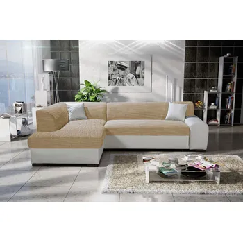 Sedací souprava Rohová sedací souprava VALTRUDA - béžová / bílá, levý roh