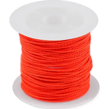 Šnůrka PES kroucená Ø1 mm voskovaná, střední, 6 oranžová neon