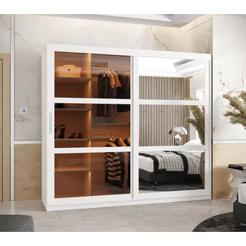 Šatní skříň Šatní skříň KATIE 1 - 200 cm, bílá / stříbrná