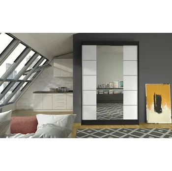 Šatní skříň Moderní šatní skříň LINH 5 - šířka 120 cm, černá / bílá