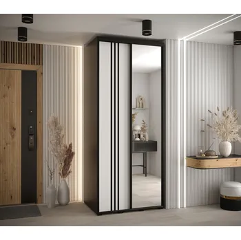 Šatní skříň Šatní skříň ASIRI 7 - 110/60 cm, černá / bílá / černá