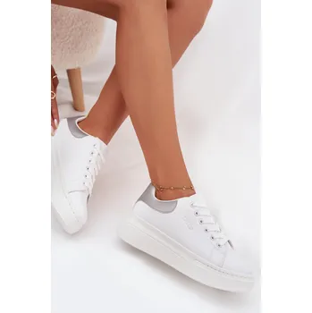 Dámské tenisky Dámské tenisky na platformě Big Star – bílo-stříbrné Velikost: 36