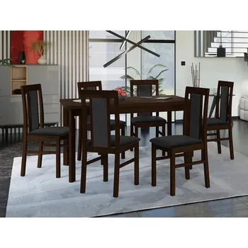 Jídelní stůl Jídelní sestava 6+1 HARDIN 4 - ořech / černá