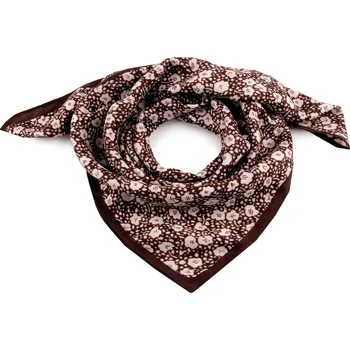 Šátek Šátek květy 65x65 cm, velké, 2 hnědá hnědá