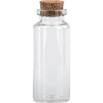 Skleněná lahvička s korkem 30x70 mm, střední, transparent