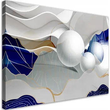 Obraz Feeby Obraz na plátně, Modrá abstrakce s 3D koulemi - 100x70
