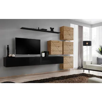 Obývací stěna Obývací stěna RIONATA 9 - černá / dub wotan