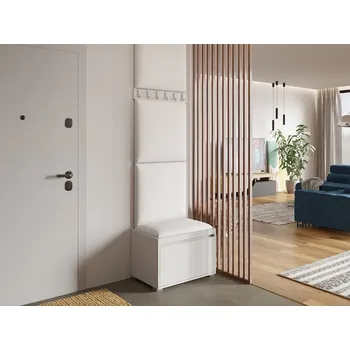 Předsíňová stěna Předsíňová stěna s nástěnnými čalouněnými panely CLENZE 4 - bílá / bílá ekokůže