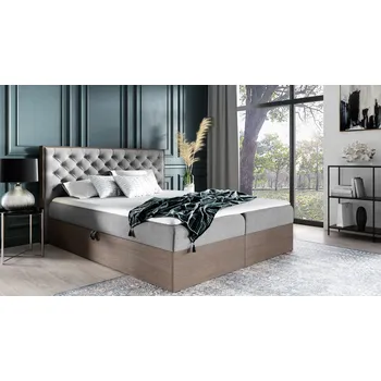 Postel Kontinentální postel 180x200 CHANTELLE 3 - tmavý dub / popelavá + topper ZDARMA