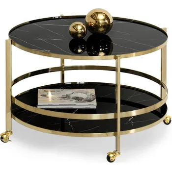 Konferenční stolek Designový konferenční stolek VITOLD - zlatý / černý mramor