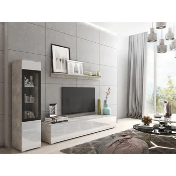 Obývací stěna Obývací stěna s LED osvětlením WANDA 1 - bílá / beton