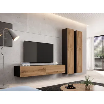 Obývací stěna Obývací stěna ASHTON 4 - černá / dub wotan