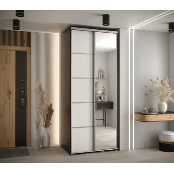 Šatní skříň Šatní skříň YVONA 5 - 120/60 cm, černá / bílá / stříbrná