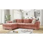 Rohová sedačka na každodenní spaní DELFINA - růžová, levý roh