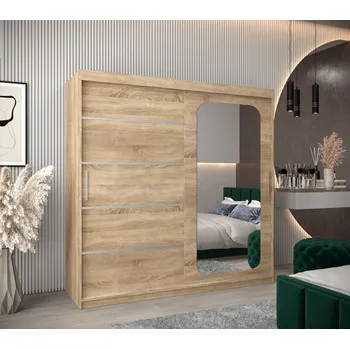 Šatní skříň Zrcadlová skříň DONICELA 3 - 200 cm, sonoma