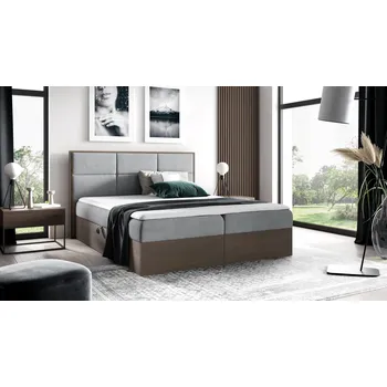 Postel Kontinentální postel 160x200 CHANTELLE 2 - tmavý dub / šedá + topper ZDARMA