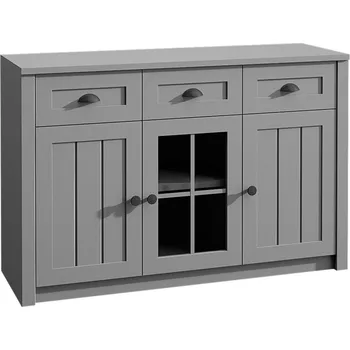 Komoda Prosklená kombinovaná komoda MARIONA - šedá