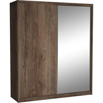 Šatní skříň Šatní skříň 208 cm s posuvnými dveřmi se zrcadlem BERLINA 1 - dub lefkas