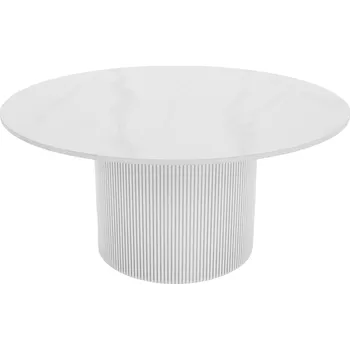 Konferenční stolek Konferenční stolek, bílý mramor/MDF, průměr 80 cm, MAHIR TYP 1
