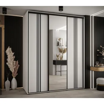 Šatní skříň Šatní skříň YVONA 7 - 190/60 cm, bílá / černá