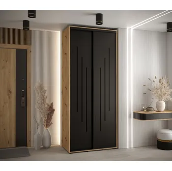 Šatní skříň Šatní skříň ASIRI 8 - 120/45 cm, dub artisan / černá / černá