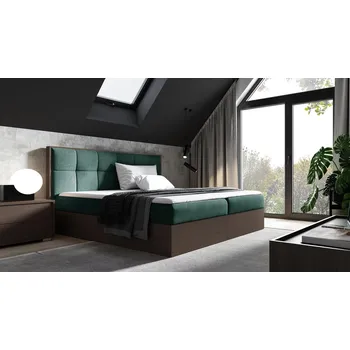 Postel Kontinentální postel 140x200 CHANTELLE 8 - tmavý dub / zelená + topper ZDARMA