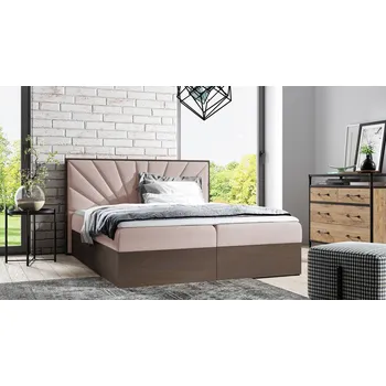 Postel Kontinentální postel 140x200 CHANTELLE 7 - tmavý dub / růžová + topper ZDARMA