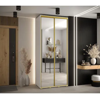 Šatní skříň Šatní skříň ASIRI 2 - 100/45 cm, bílá / zlatá