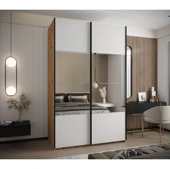 Šatní skříň Dvoudveřová skříň SAMARA 4 - 150 cm, dub artisan / bílá / černá