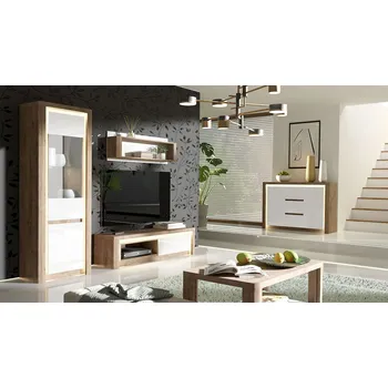 Obývací stěna VENETI DURAZNO 2 Dub Ribbeck / Lesklý Bílý