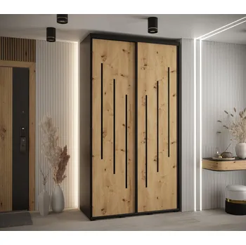 Šatní skříň Šatní skříň ASIRI 8 - 130/60 cm, černá / dub artisan / černá