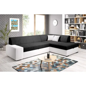 Sedací souprava Rohová sedací souprava VALTRUDA - černá 2 / bílá, pravý roh