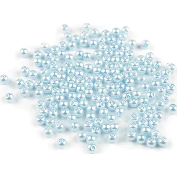 Skleněné voskové perly Ø4 mm, střední, 09B modrá ledová