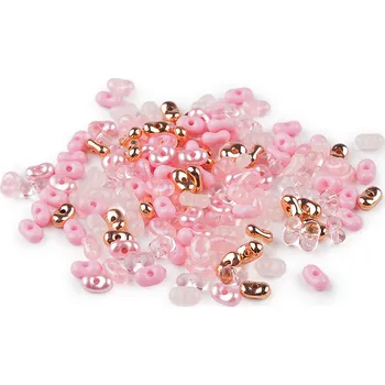 Dětské navlékací korálky Plastové korálky peanut mix 4x6 mm, velké, 2 růžová sv. růžovozlatá