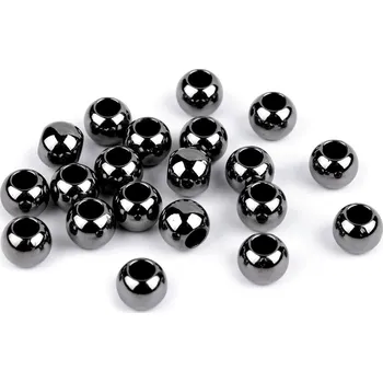 Dětské navlékací korálky Plastové korálky Metalic s velkým průvlekem 8x10 mm, velké, 4 antracit