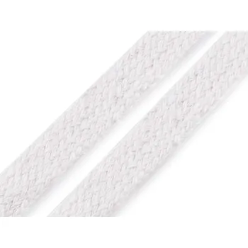 Bavlněná šňůra plochá / dutinka šíře 15 mm, střední, 5 bílá