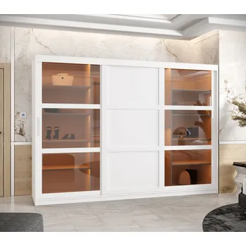 Šatní skříň Šatní skříň KATIE 2 - 250 cm, bílá / stříbrná