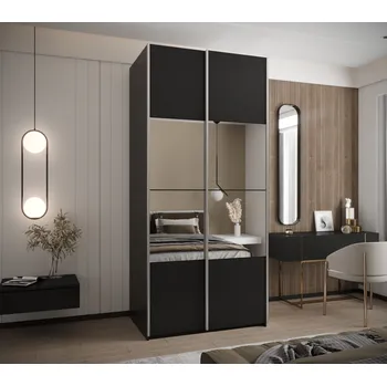 Šatní skříň Dvoudveřová skříň SAMARA 4 - 110 cm, černá / stříbrná