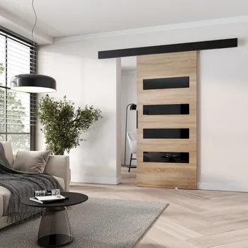 Interiérové dveře Interiérové posuvné dveře BARRET 16 - 106 cm, dub sonoma / černé