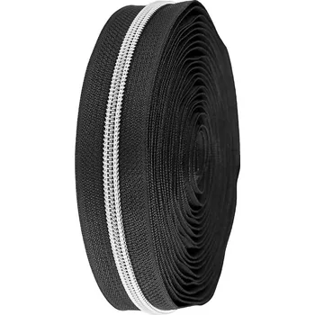 Zip Zip spirálový No 5 s metalickými zoubky metráž, střední, 3 (322) černá stříbrná